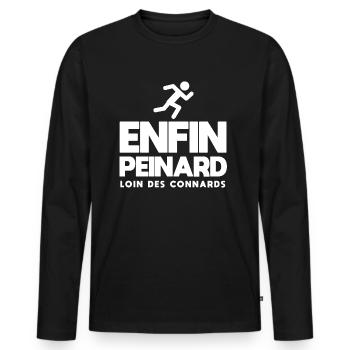 Enfin peinard course à pied jogging j'peux pas - T-shirt manches longues Premium bio Homme - noir - Devant - Nico (187cm)