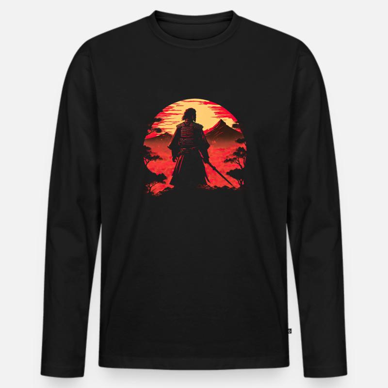 Samurai Krieger - Männer Premium Bio Langarmshirt - Schwarz
