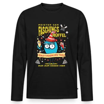 Lustiges Faschingsmuffel Kostüm Shirt zur Party - Männer Premium Bio Langarmshirt - Schwarz - Vorne - Nico (187cm)