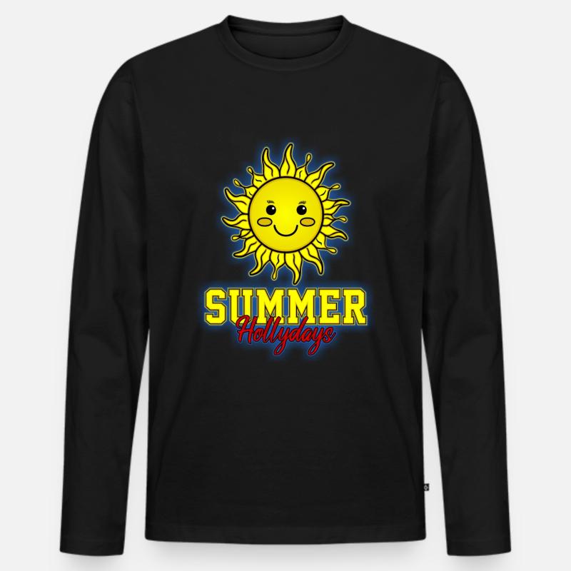 Summer Hollydays - Männer Premium Bio Langarmshirt - Schwarz
