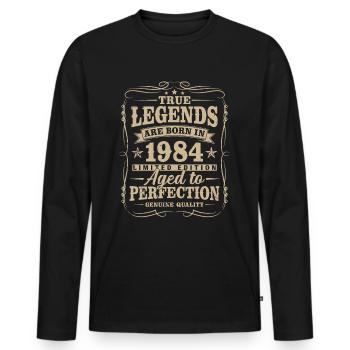 Vintage 1984 né légendes cadeau d’anniversaire - T-shirt manches longues Premium bio Homme - noir - Devant - Nico (187cm)