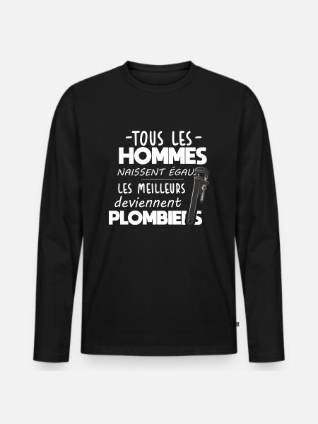 Plombier - Plomberie - Cadeau - Tuyaux - Homme - T-shirt manches longues Premium bio Homme - noir