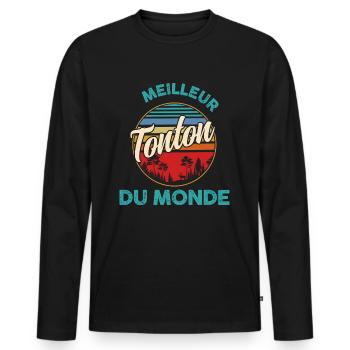 Meilleur Tonton du monde Citation Cadeau Homme - T-shirt manches longues Premium bio Homme - noir - Devant - Nico (187cm)