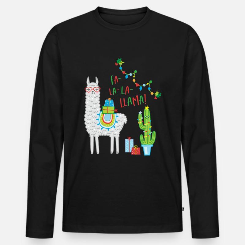Fa la Llama Weihnachtspullover Weihnachtsgeschenk - Männer Premium Bio Langarmshirt - Schwarz