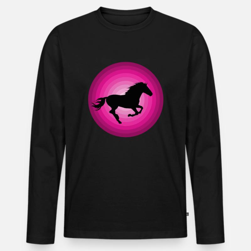 Pferde - Männer Premium Bio Langarmshirt - Schwarz