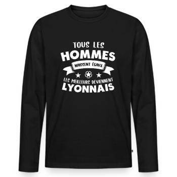 Super lyonnais cadeau drôle tshirt homme ville - T-shirt manches longues Premium bio Homme - noir - Devant - Nico (187cm)