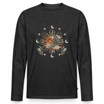 Soleil Lune et Étoiles - T-shirt manches longues Premium bio Homme - anthracite chiné - Devant - Nico (187cm)