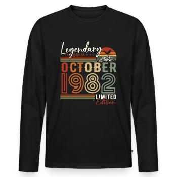 Légendaire Octobre 1982 Anniversaire de naissance - T-shirt manches longues Premium bio Homme - noir - Devant - Nico (187cm)