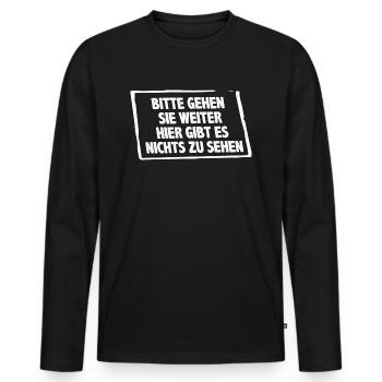 Bitte gehen Sie weiter Hingucker Spruch - Männer Premium Bio Langarmshirt - Schwarz - Vorne - Nico (187cm)