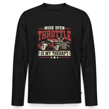 Vollgas ist meine Therapie - Drag Car Racing - Männer Premium Bio Langarmshirt - Schwarz - Vorne - Nico (187cm)