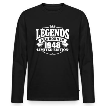légendes sont nées en 1948 - T-shirt manches longues Premium bio Homme - noir - Devant - Nico (187cm)