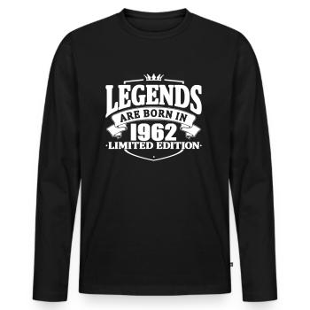 legenden sind im 1962 geboren - Männer Premium Bio Langarmshirt - Schwarz - Vorne - Nico (187cm)