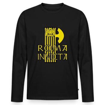 ROMA INVICTA Römer Rom SPQR Roma - Männer Premium Bio Langarmshirt - Schwarz - Vorne - Nico (187cm)