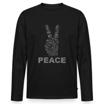PAIX | Les pigeons doigt avalent la paix - T-shirt manches longues Premium bio Homme - noir - Devant - Nico (187cm)