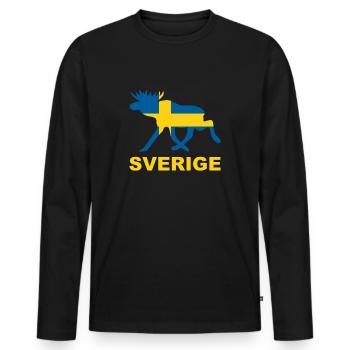 Sverige Älg Elch Elk Moose Schweden Flagge - Männer Premium Bio Langarmshirt - Schwarz - Vorne - Nico (187cm)