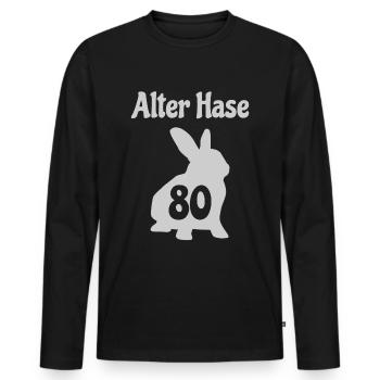 80 Jahre Alter Hase Geburtstag Geschenk - Männer Premium Bio Langarmshirt - Schwarz - Vorne - Nico (187cm)