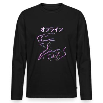 Drache Offline japan Dragon Vaporwave Aesthetic - Men's Premium Organic Long Sleeve Shirt - black - Front - Nico (187cm)