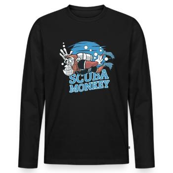 Scuba Monkey - Scuba Diving Chimp - Men's Premium Organic Long Sleeve Shirt - black - Front - Nico (187cm)