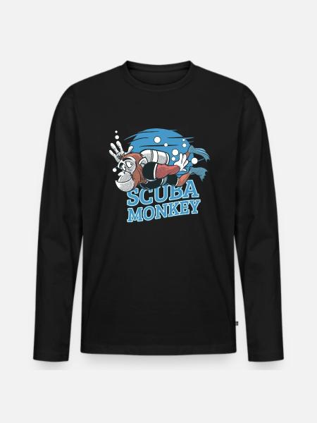 Scuba Monkey - Scuba Diving Chimp - Men's Premium Organic Long Sleeve Shirt - black