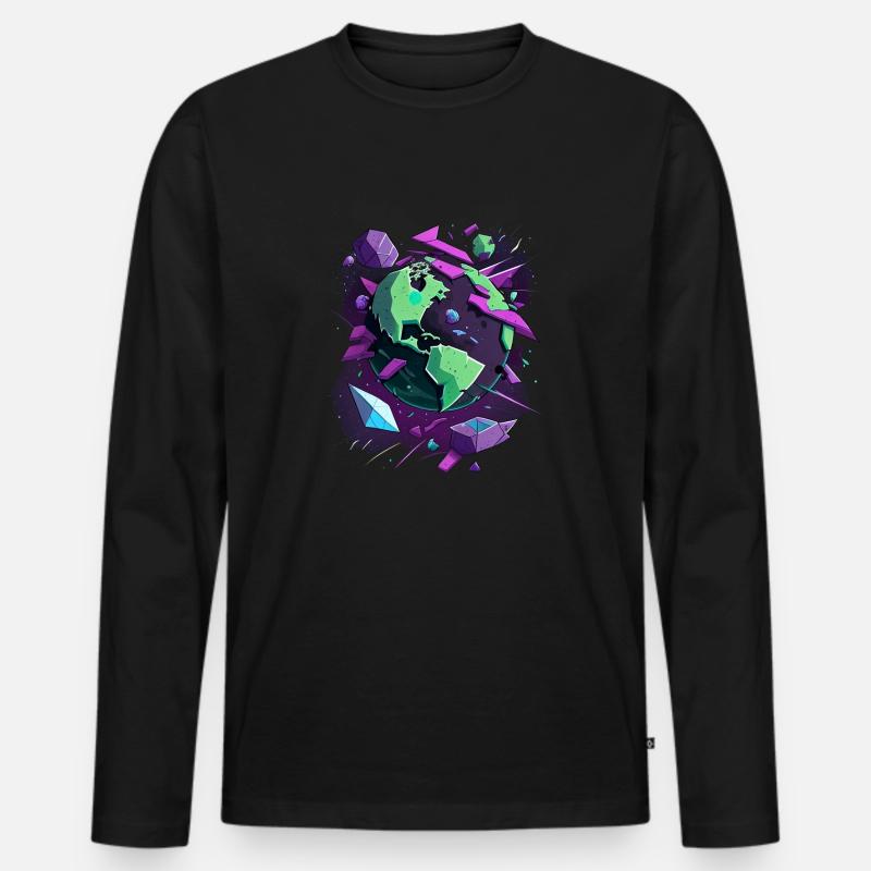 Steinernde Erde - Männer Premium Bio Langarmshirt - Schwarz