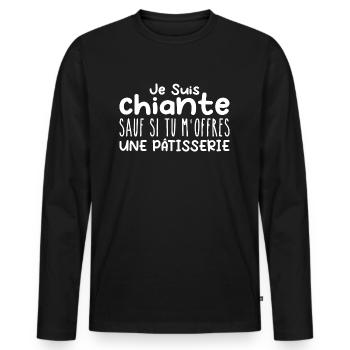Woman Who Loves Pastry Designs Funny Humor - Men's Premium Organic Long Sleeve Shirt - black - Front - Nico (187cm)