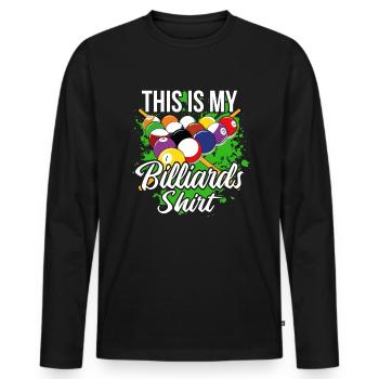 Billard - Männer Premium Bio Langarmshirt - Schwarz - Vorne - Nico (187cm)