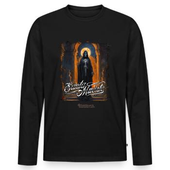 Santa Muerte - T-shirt manches longues Premium bio Homme - noir - Devant - Nico (187cm)