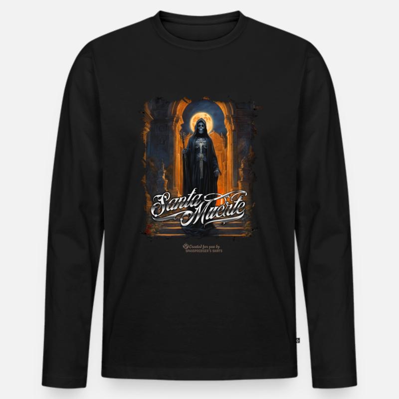 Santa Muerte - Männer Premium Bio Langarmshirt - Schwarz