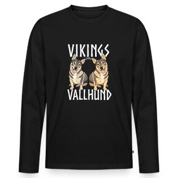 Wikinger Vallhund - Männer Premium Bio Langarmshirt - Schwarz - Vorne - Nico (187cm)