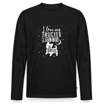 Yorkie Moon - Männer Premium Bio Langarmshirt - Schwarz - Vorne - Nico (187cm)