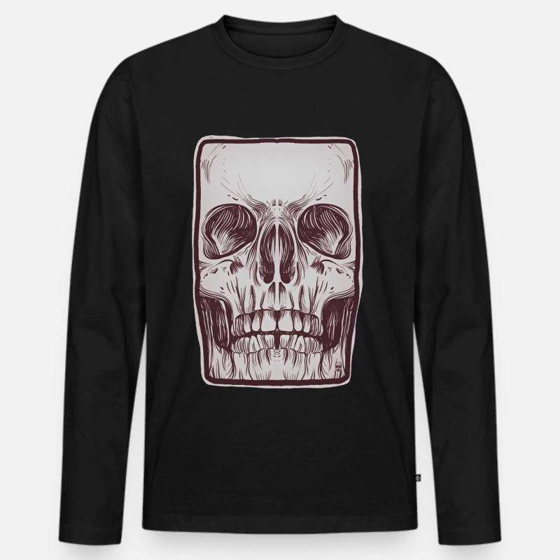 Vorderer Schädel - Männer Premium Bio Langarmshirt - Schwarz