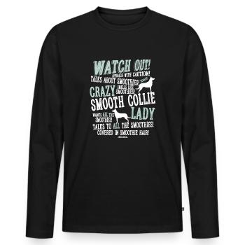 Watch Out! Smoothie W - Men's Premium Organic Long Sleeve Shirt - black - Front - Nico (187cm)