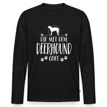 DIE MIT DEM DEERHOUND GEHT Hunde Spruch Wilsigns - Männer Premium Bio Langarmshirt - Schwarz - Vorne - Nico (187cm)