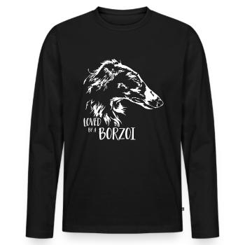 BARSOI loved by a BORZOI dog saying Wilsigns - Men's Premium Organic Long Sleeve Shirt - black - Front - Nico (187cm)