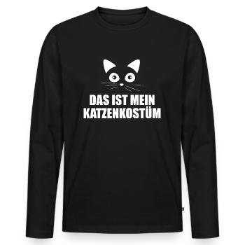 Katzenkostüm Karneval - Männer Premium Bio Langarmshirt - Schwarz - Vorne - Nico (187cm)