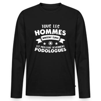 Podologue cadeau drôle homme - T-shirt manches longues Premium bio Homme - noir - Devant - Nico (187cm)