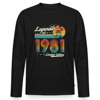 Legendär seit 1981 Jahrgang Geburtstag Retro - Männer Premium Bio Langarmshirt - Schwarz - Vorne - Nico (187cm)