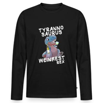 Wine Festival Winemaker Vino Vinosaur Red Wine spritzer - Men's Premium Organic Long Sleeve Shirt - black - Front - Nico (187cm)