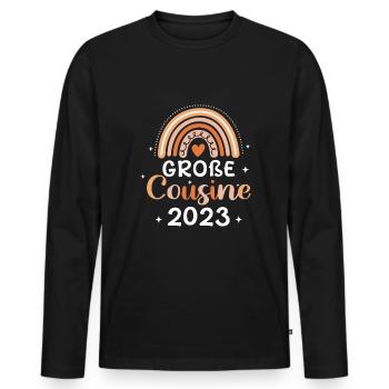 Große Cousine 2023 Verwandtschaft Nachwuchs Baby S - Männer Premium Bio Langarmshirt - Schwarz - Vorne - Nico (187cm)