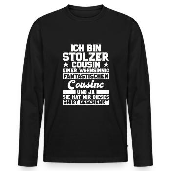 Ich Bin Stolzer Cousin Familie Verwandtschaft Nach - Männer Premium Bio Langarmshirt - Schwarz - Vorne - Nico (187cm)
