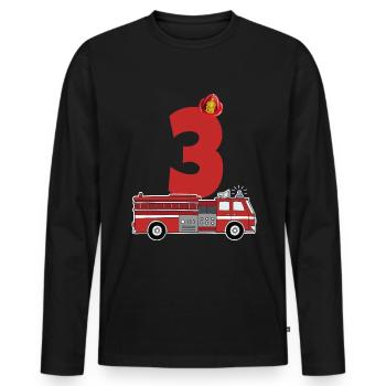 Kindergeburtstag 3 Jährige Feuerwehr Auto - Männer Premium Bio Langarmshirt - Schwarz - Vorne - Nico (187cm)