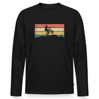 Mountain Biking Bike Mountain Bike - Men's Premium Organic Long Sleeve Shirt - black - Front - Nico (187cm)