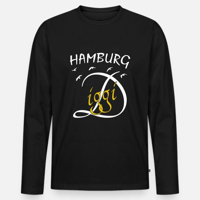Anker Hamburg Diggi - Männer Premium Bio Langarmshirt - Schwarz