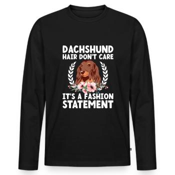 Dackelhaar ist es egal, es ist ein modisches Statement - Männer Premium Bio Langarmshirt - Schwarz - Vorne - Nico (187cm)