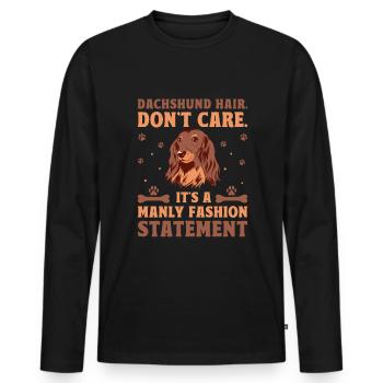 Dackelhaar ist es egal, es ist ein modisches Statement - Männer Premium Bio Langarmshirt - Schwarz - Vorne - Nico (187cm)
