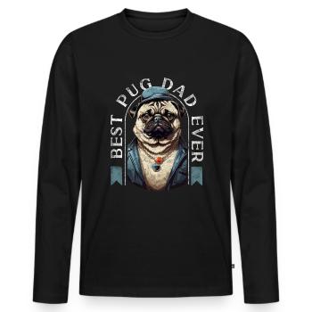 Best Pug Dad Ever Pugs Owner Vintage Pug Lovers - T-shirt manches longues Premium bio Homme - noir - Devant - Nico (187cm)