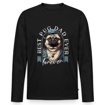 Best Pug Dad Ever Pugs Owner Vintage Pug Lovers - T-shirt manches longues Premium bio Homme - noir - Devant - Nico (187cm)