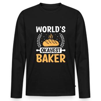 Boulangerie Boulangerie Pâtisserie Confiserie Boulanger Confiserie - T-shirt manches longues Premium bio Homme - noir - Devant - Nico (187cm)