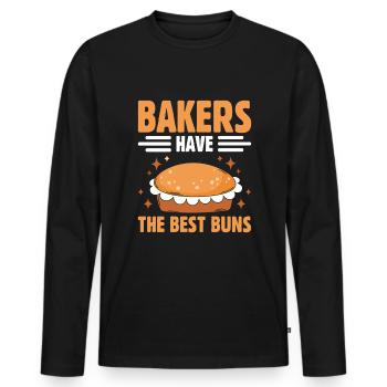Boulangerie Boulangerie Pâtisserie Confiserie Boulanger Confiserie - T-shirt manches longues Premium bio Homme - noir - Devant - Nico (187cm)