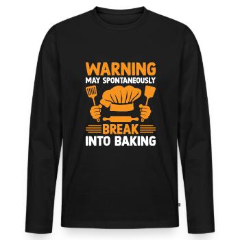 Boulangerie Boulangerie Pâtisserie Confiserie Boulanger Confiserie - T-shirt manches longues Premium bio Homme - noir - Devant - Nico (187cm)